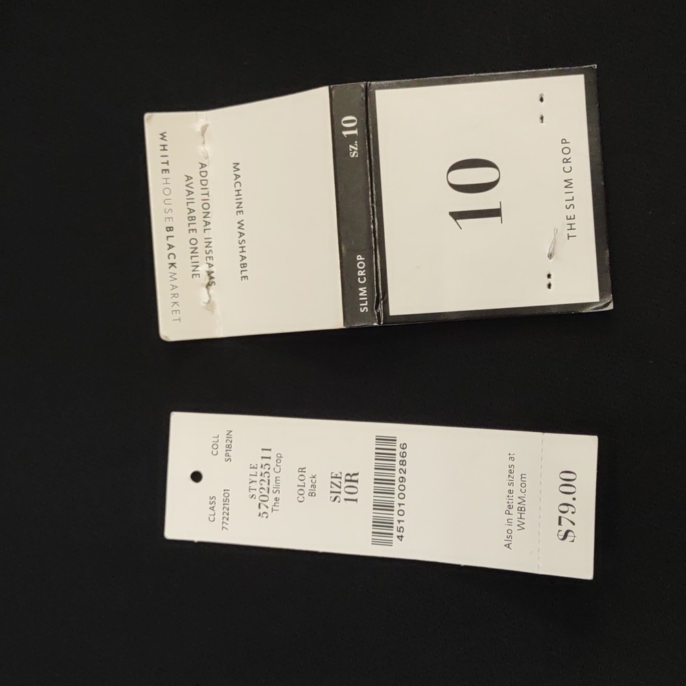 White House Black Market Black Slim Crop Pants, Size 10. - Picture 14 of 16